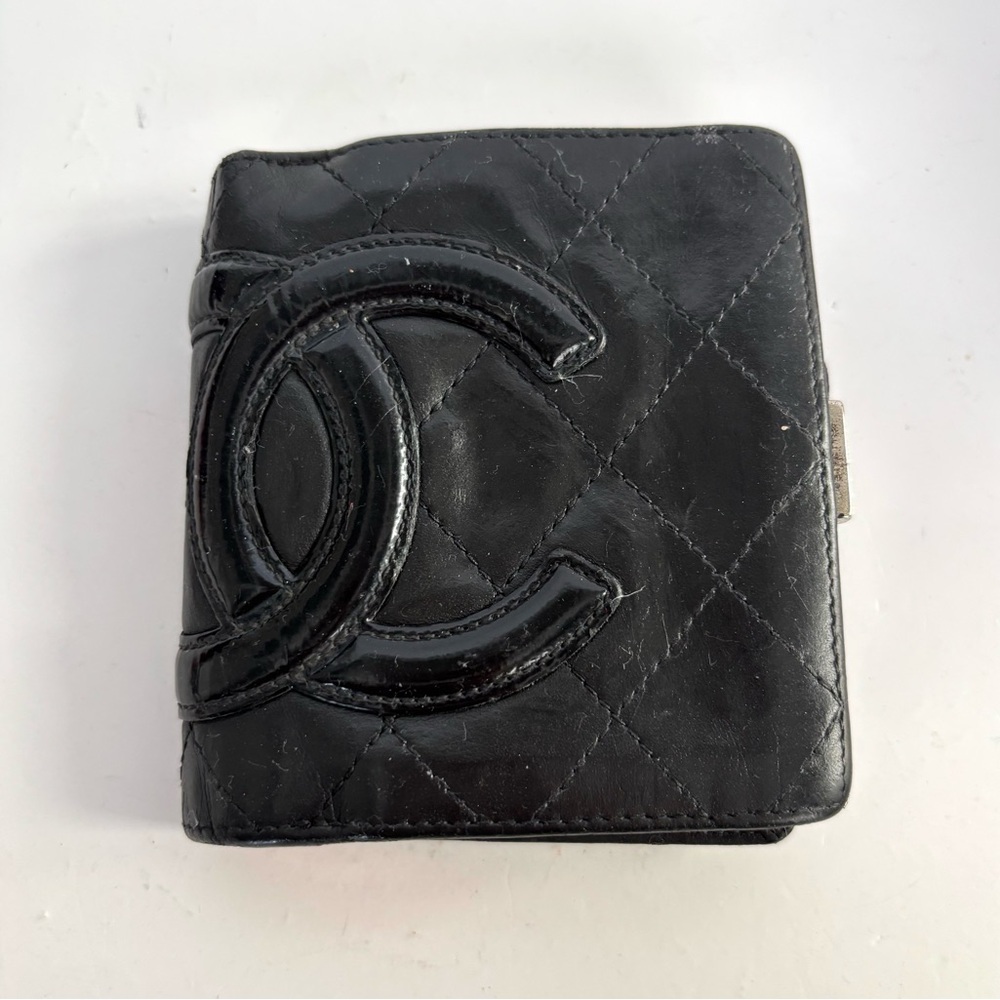 CHANEL CC Cambon Black Lambskin Leather Bifold Wallet